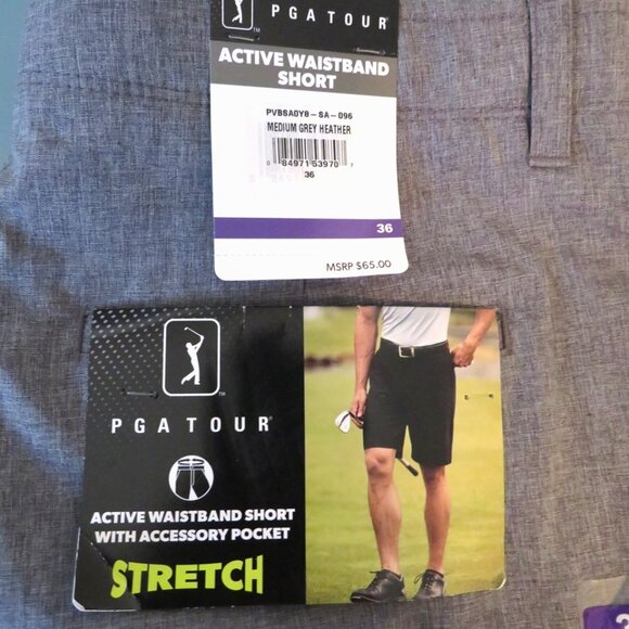 🎄NWT PGA Tour Active Waistband Golf Shorts w/Stretch & Accessory Pocket Size 36 - Picture 2 of 6